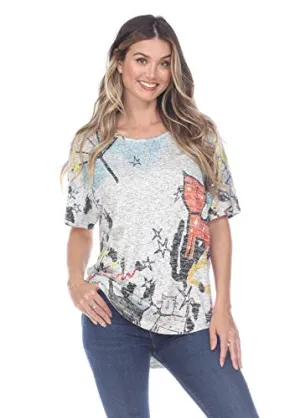 Inoah - Nala, Short Sleeve, Crew Neck Contemporary Fashion Trendy Top