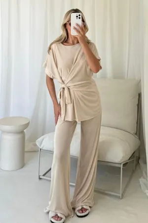 Isla beige side tie lounge set