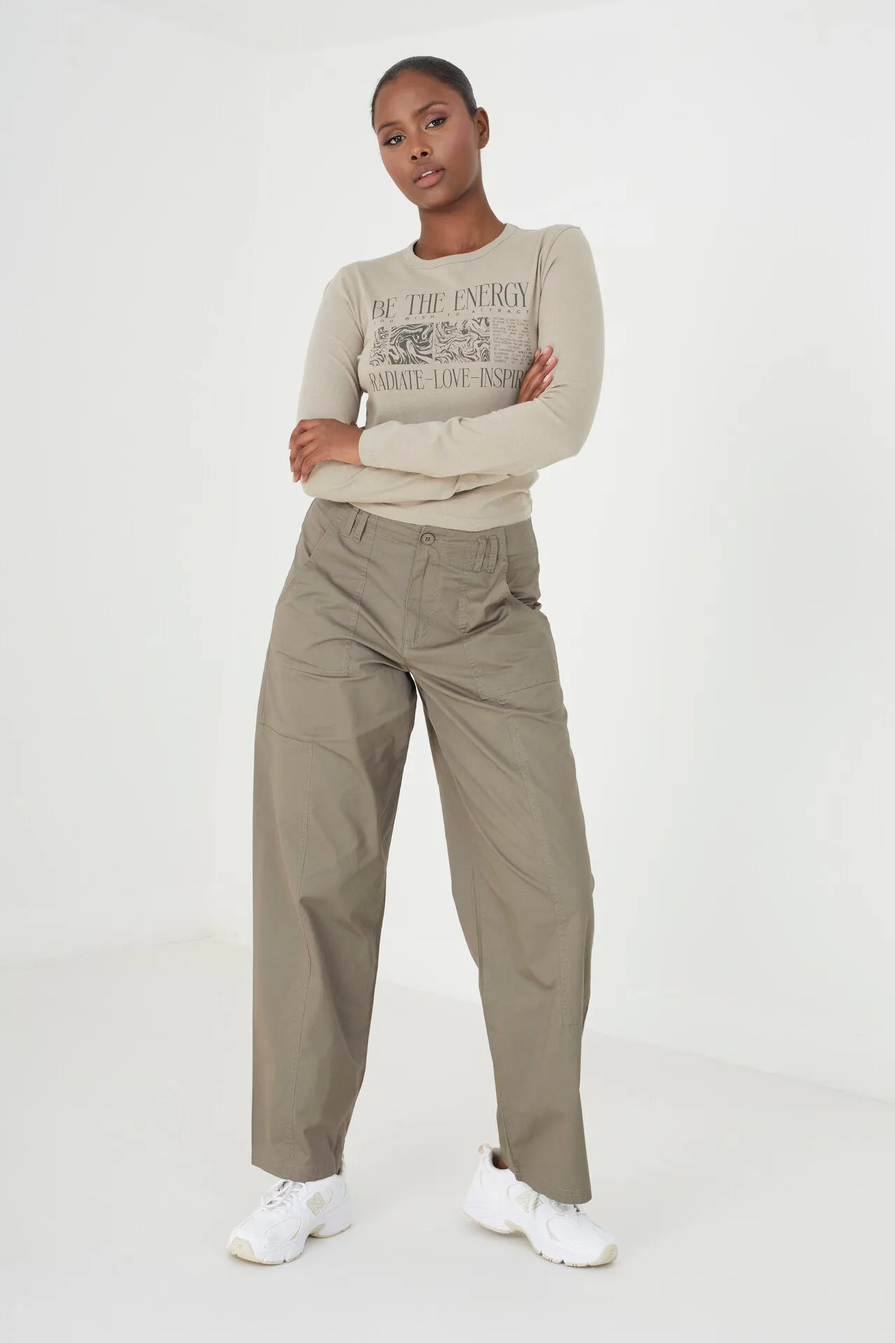 KHAKI UTILITY STYLE CARGO TROUSER