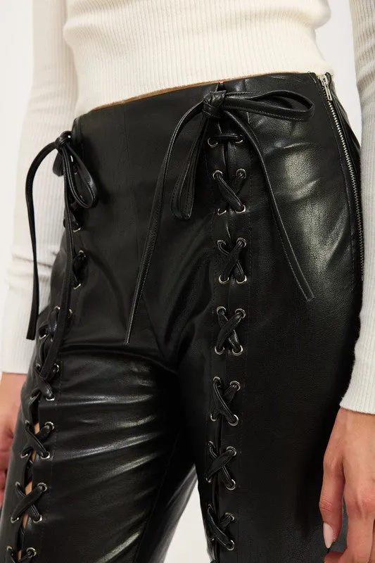 Lace Up Leather Trousers