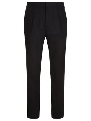 Linen High Waisted Trousers - Black