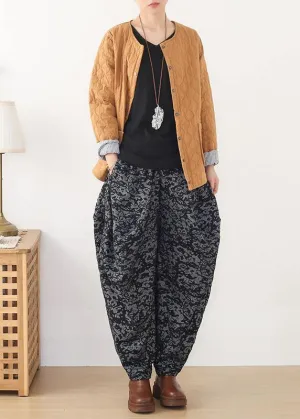 Loose spring Jacquard pant unique black harem pants