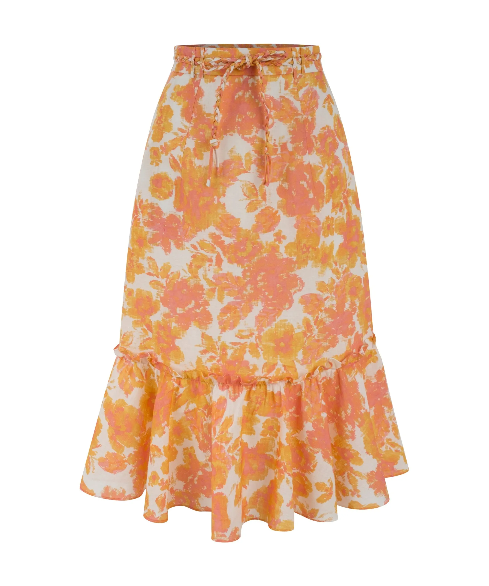 Machka High Waist Floral Pattern Skirt Yellow