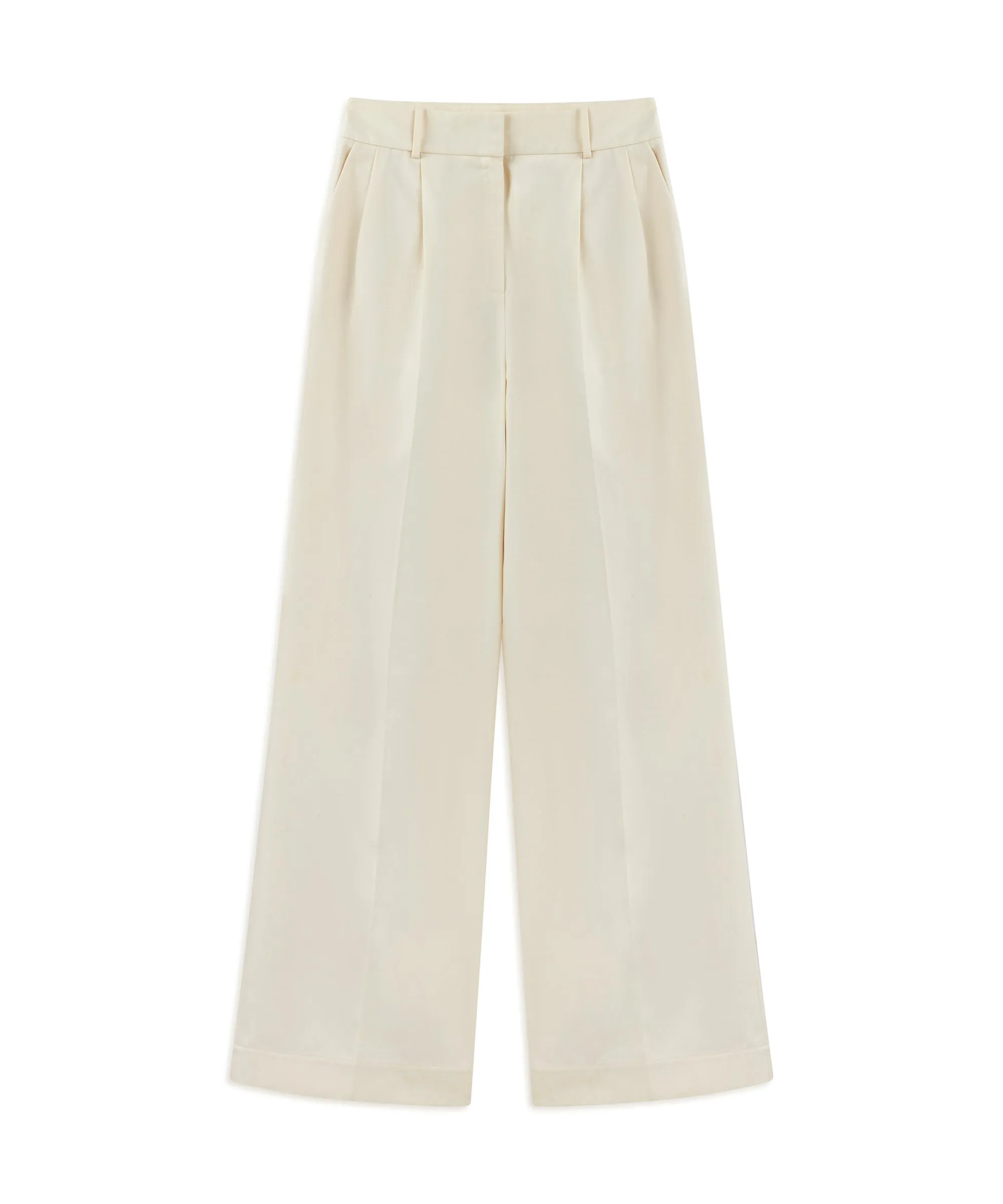 Machka High Waist Wide Leg Fit Trousers Ecru