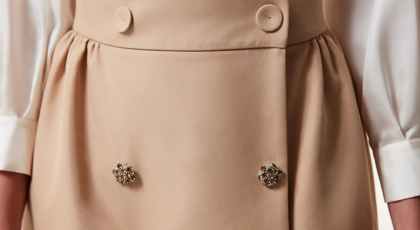 Machka Ornamental Buttons Midi Skirt Camel