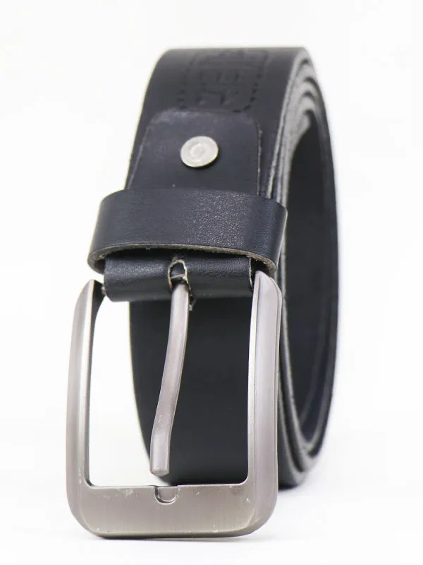 MB09 Black Faux Leather Slim Belt