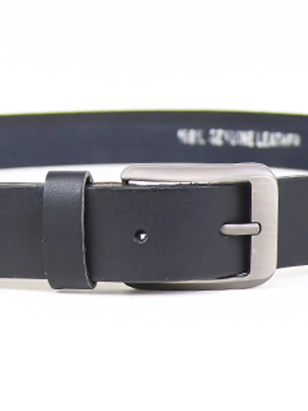 MB09 Black Faux Leather Slim Belt