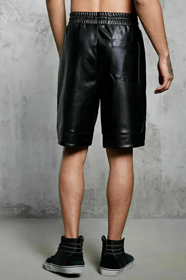 Men’s Lambskin Knee Length Leather Shorts MH11