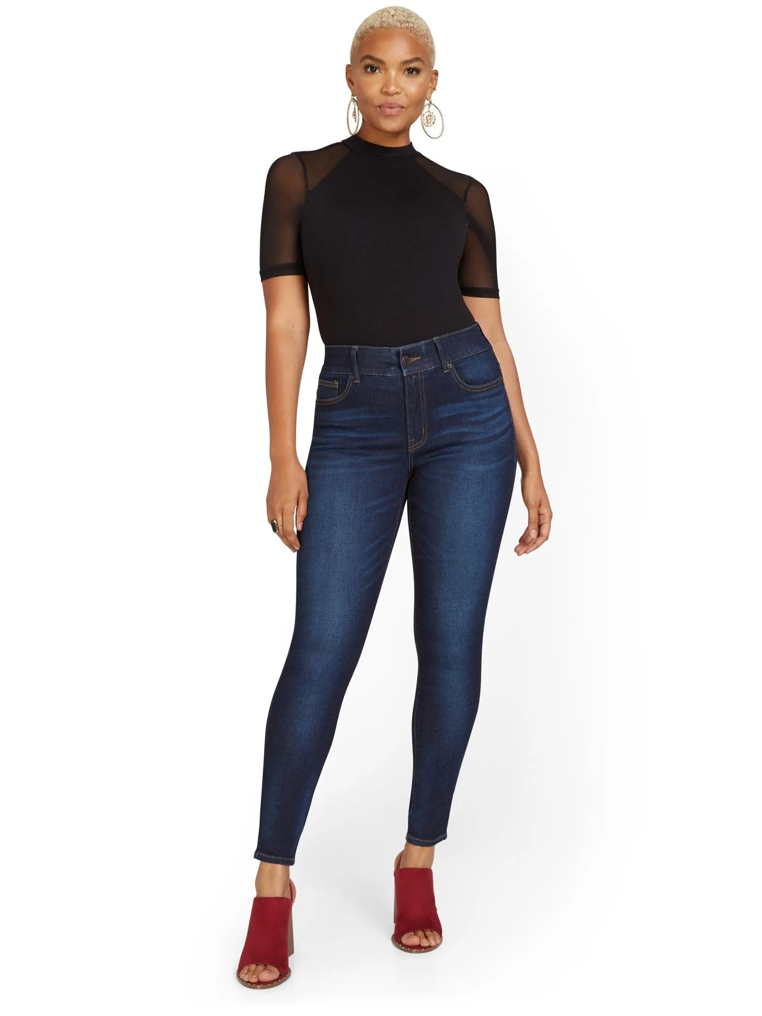 Mya Curvy High-Waisted Super-Skinny Jeans - Dark Wash