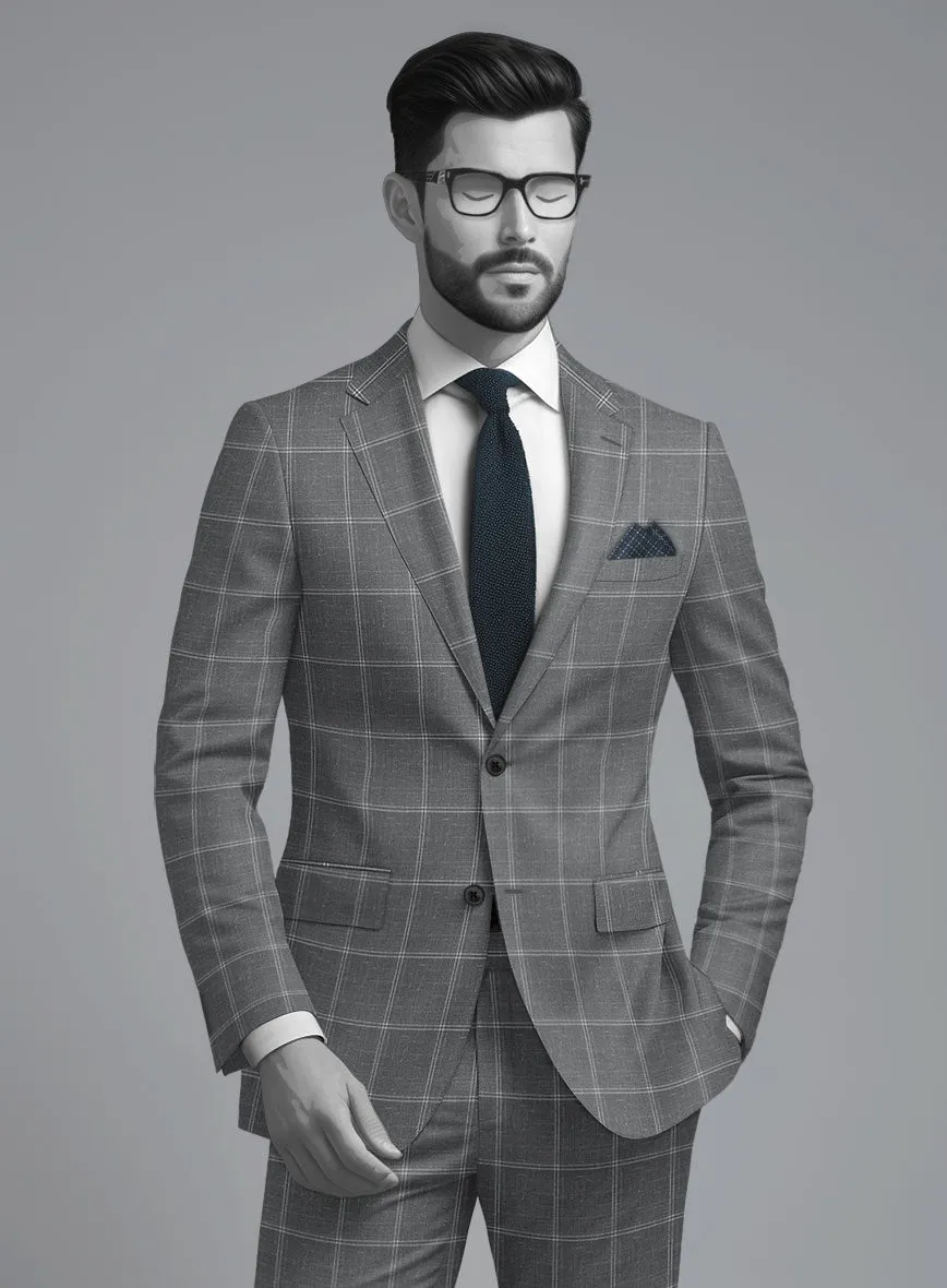 Napolean Noemi Windowpane Gray Wool Suit