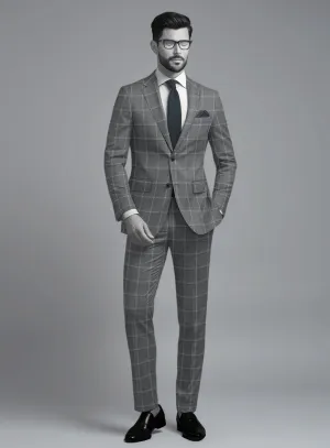 Napolean Noemi Windowpane Gray Wool Suit