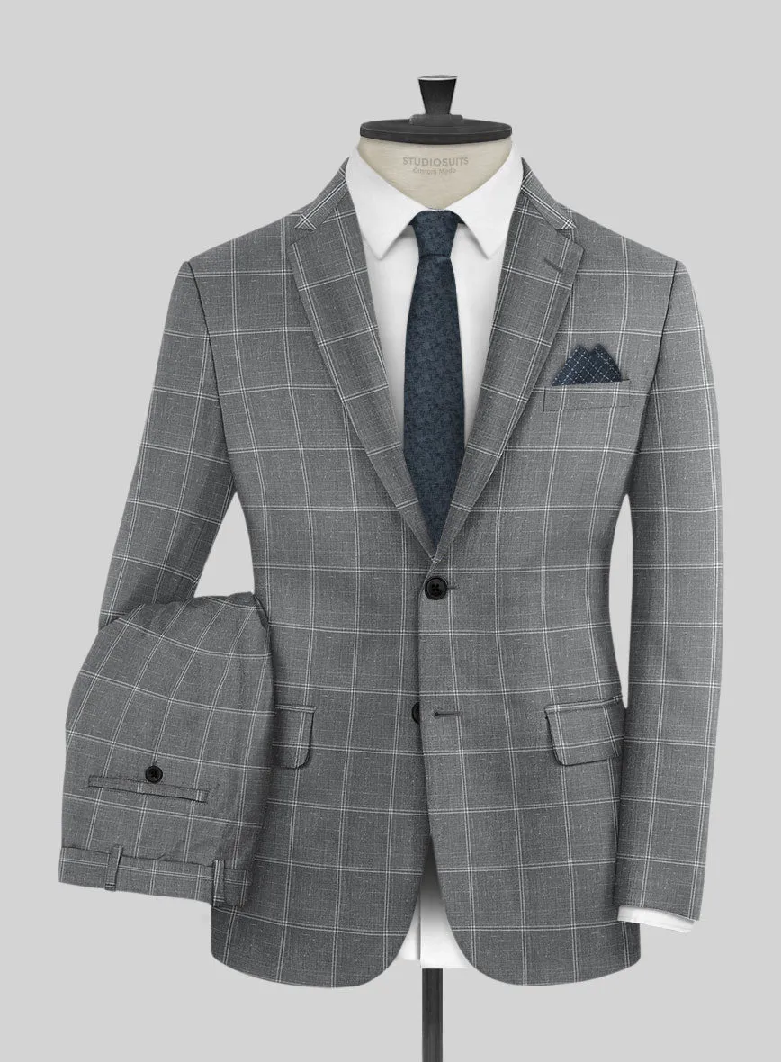 Napolean Noemi Windowpane Gray Wool Suit