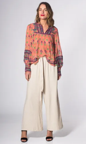 Natural Linen High Waist Trouser