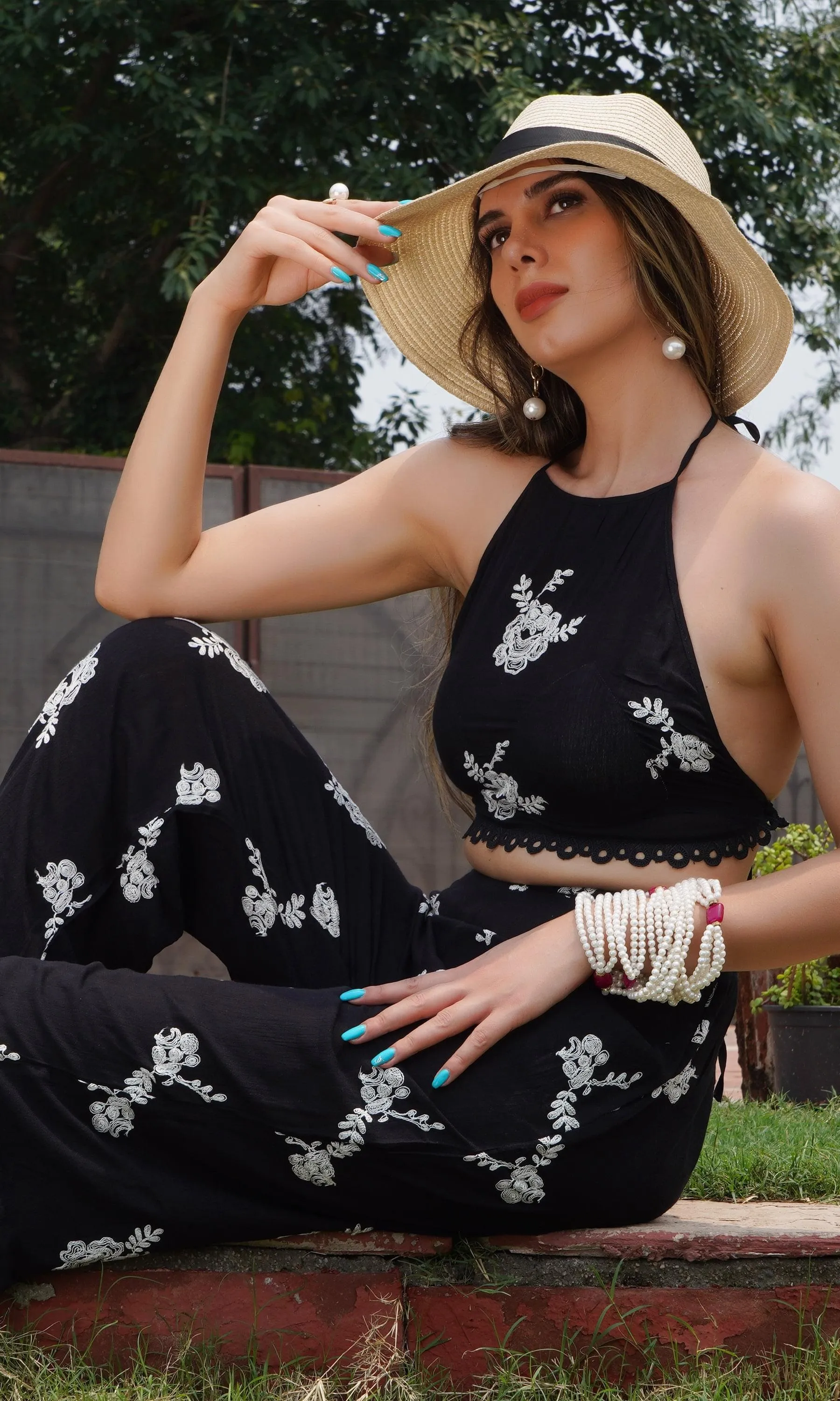 Pallak Yadav in Black Eyelet Embroidered Co-ord (BW12)