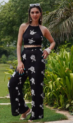 Pallak Yadav in Black Eyelet Embroidered Co-ord (BW12)