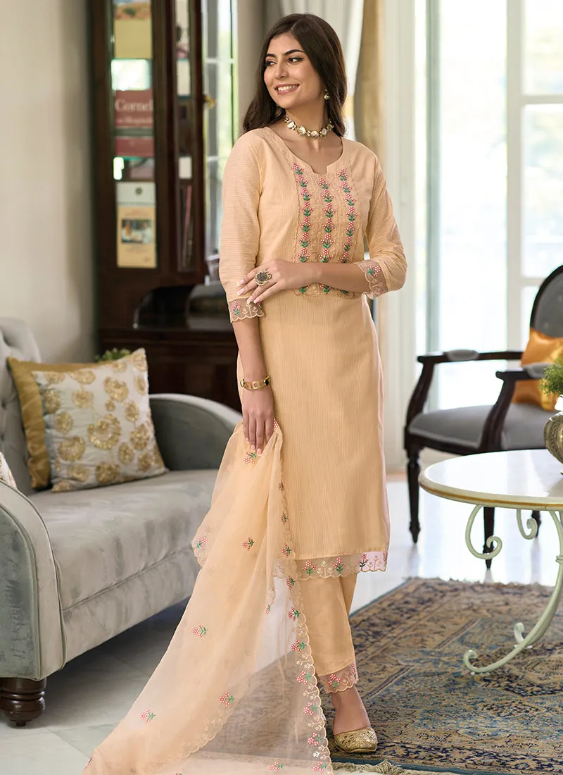 Peach Multi Embroidery Traditional Salwar Kameez