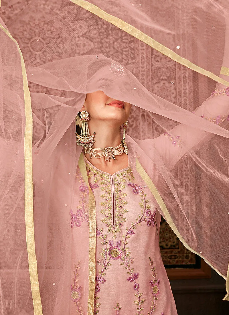 Pink Embroidered Pakistani Pants Suit