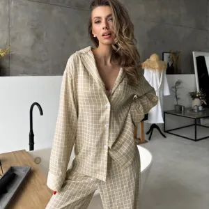 Plaid Woven Pajama Set