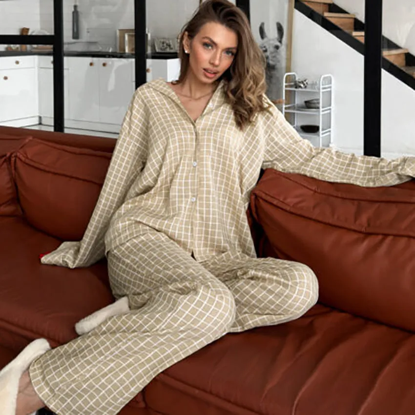 Plaid Woven Pajama Set