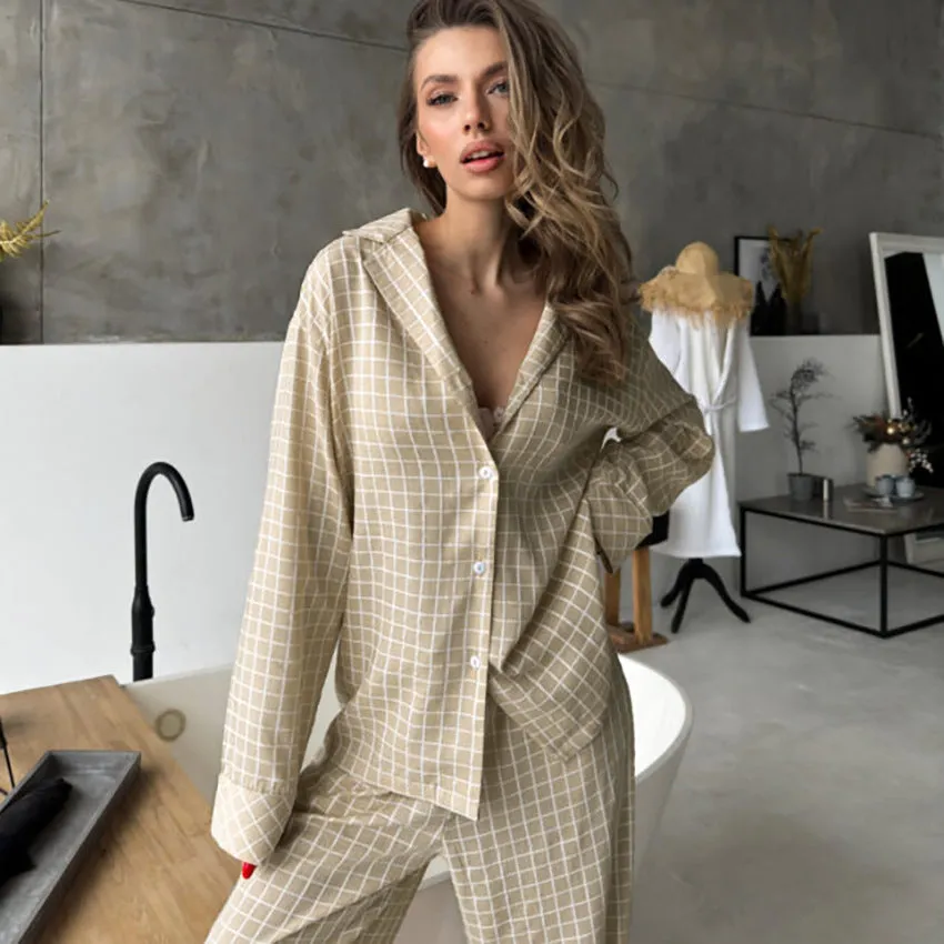 Plaid Woven Pajama Set