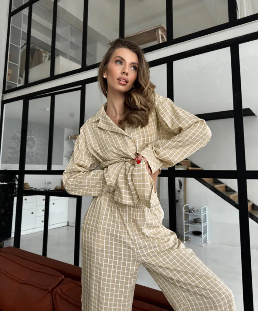 Plaid Woven Pajama Set