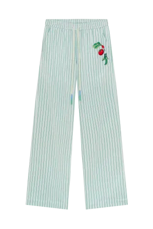 Pyjama Style Trousers With Vegetable Embroidery