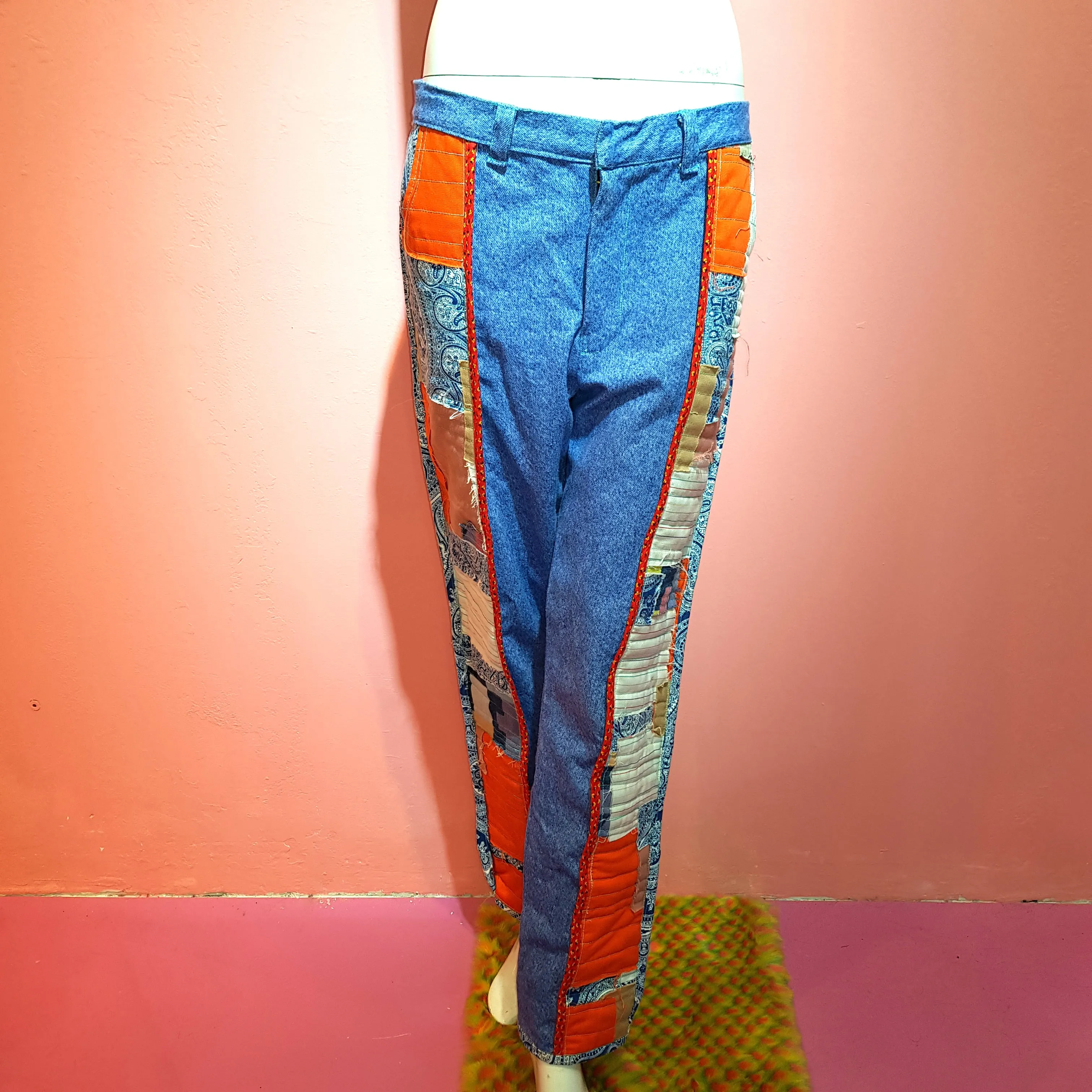 Quilt Patch Denim Pants