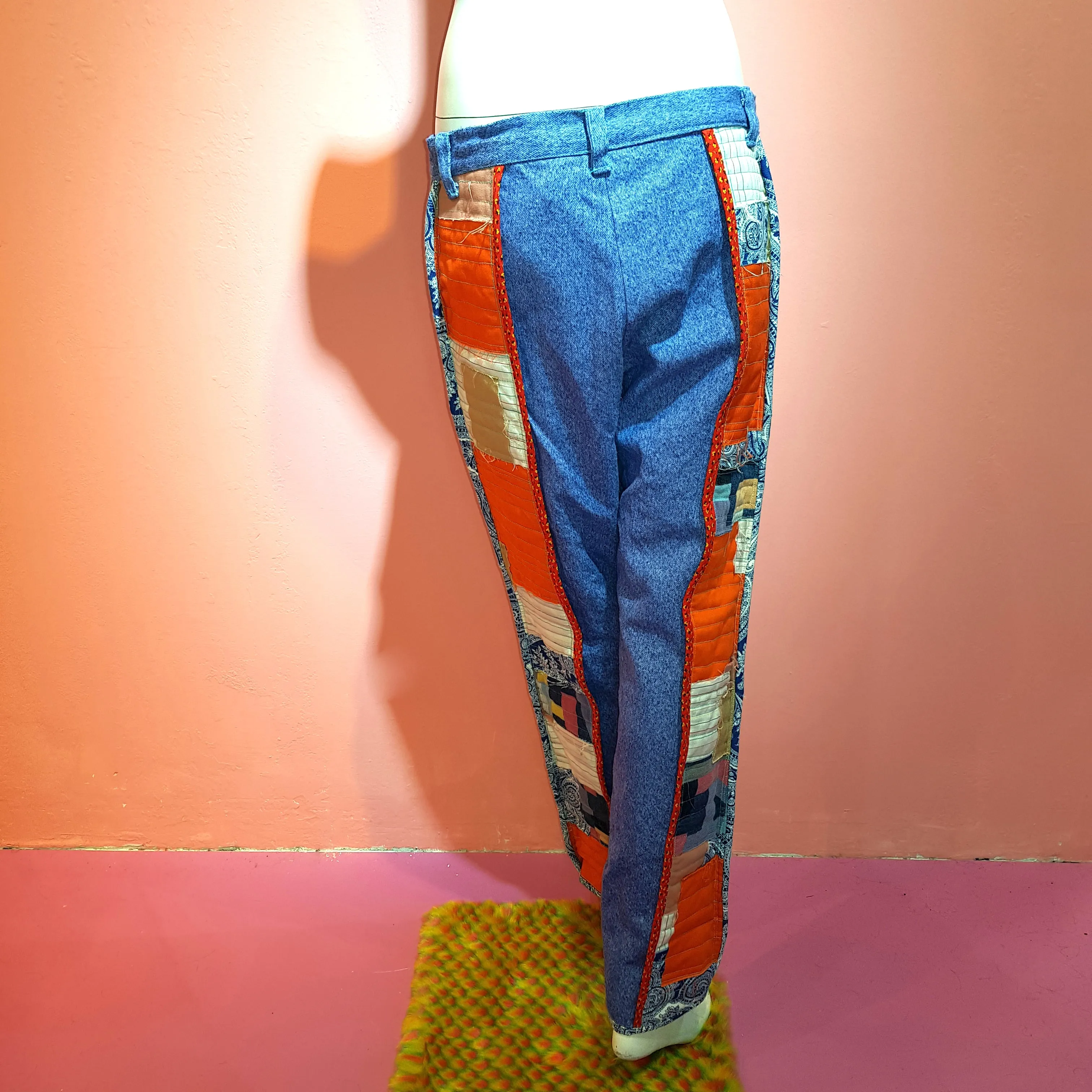 Quilt Patch Denim Pants