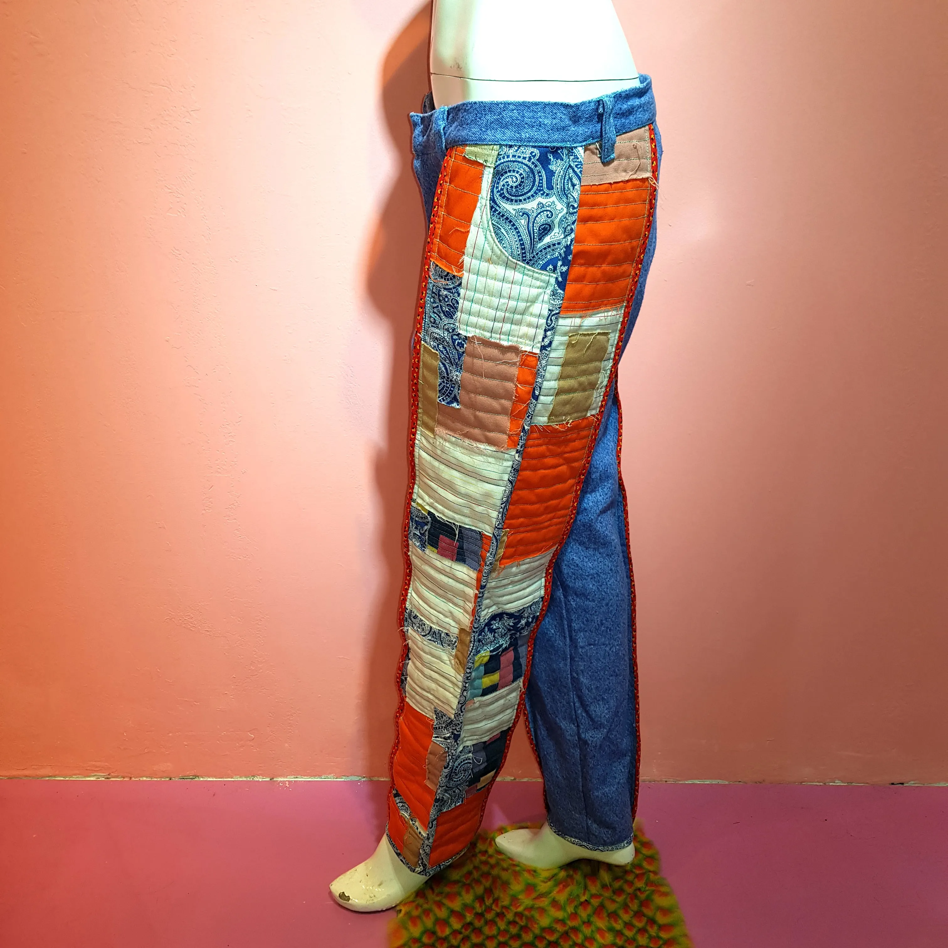 Quilt Patch Denim Pants