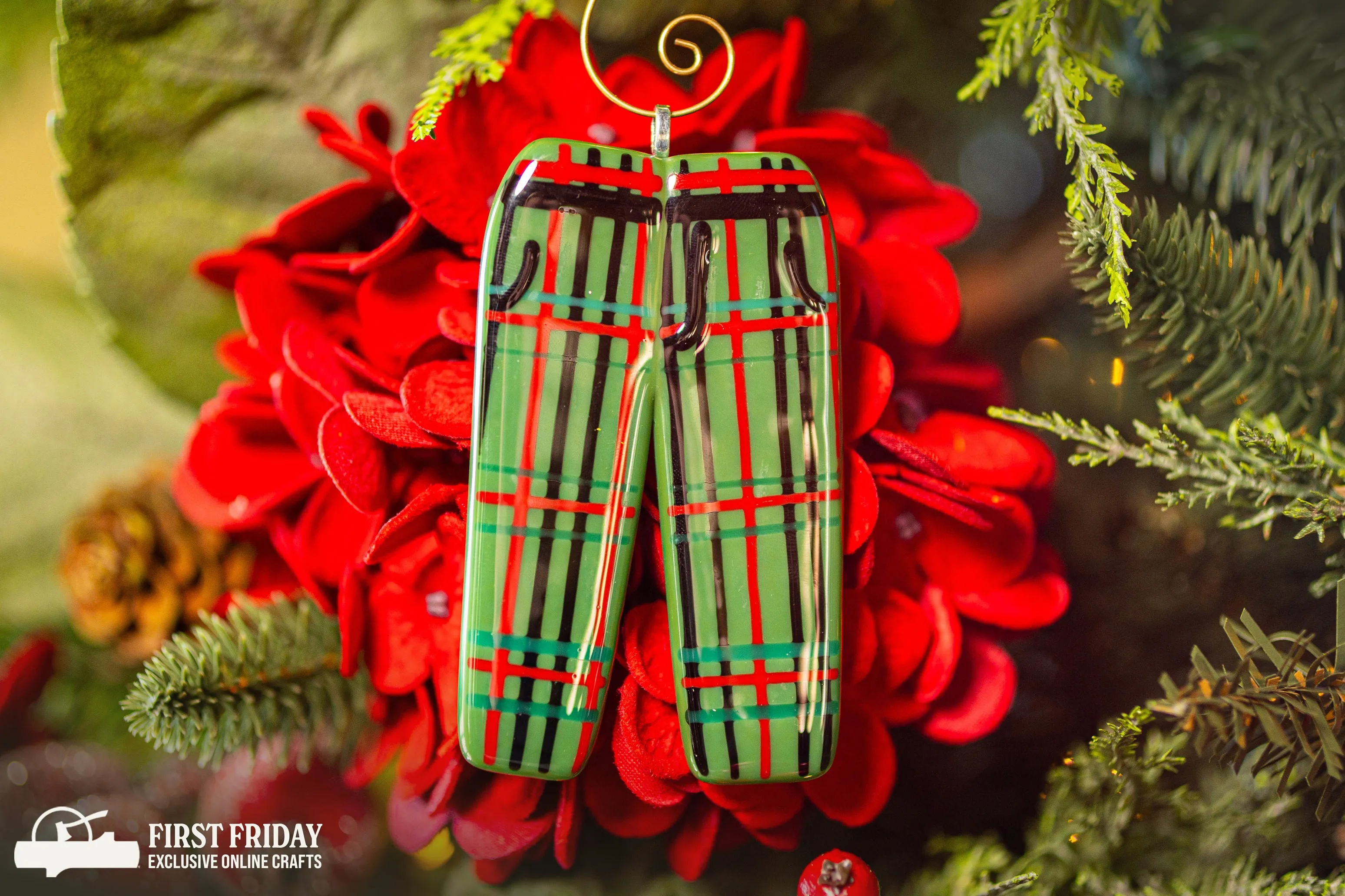 Red Flanders Pants - Fused Glass Ornament