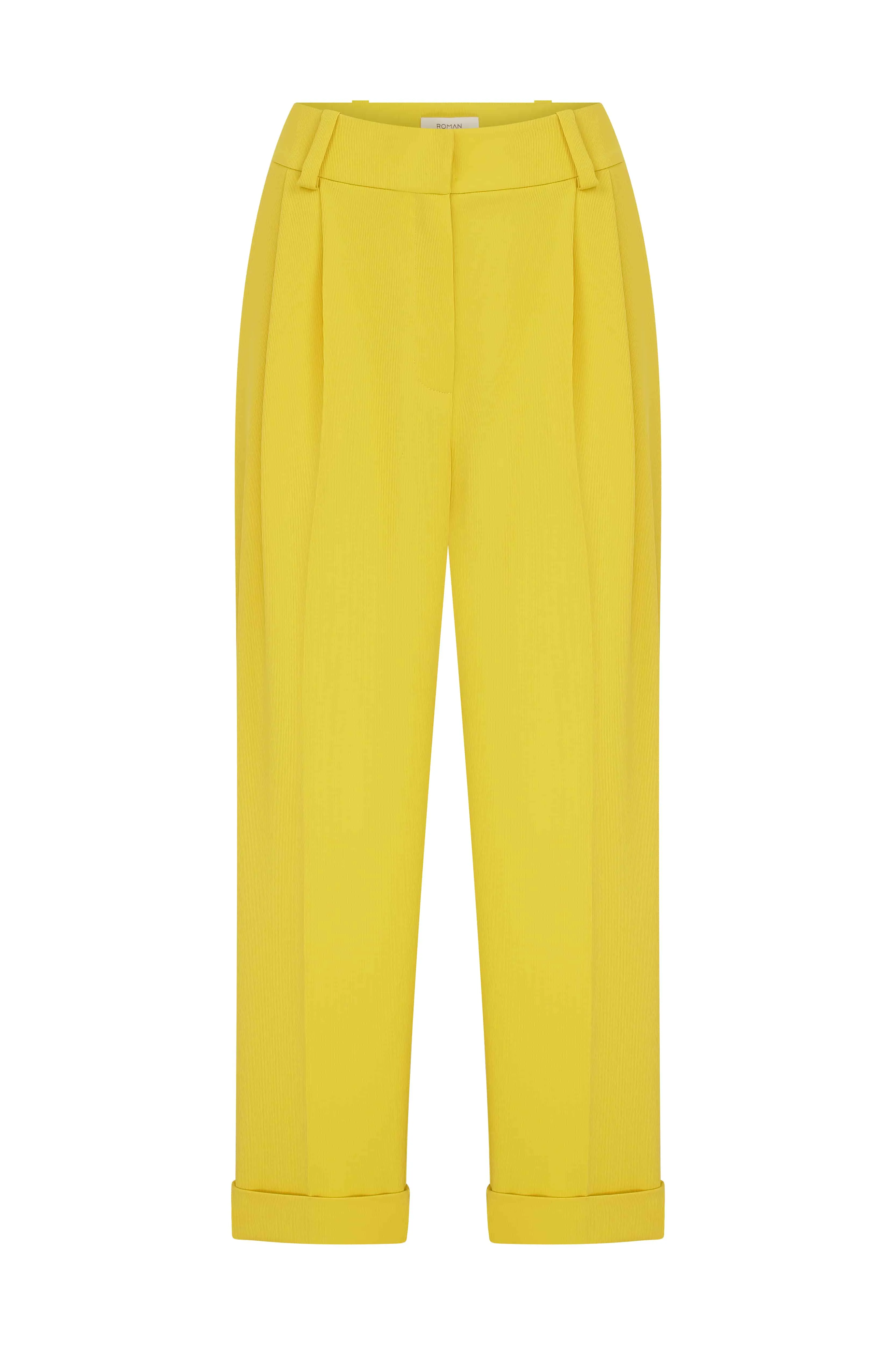 Roman Crepe Carrot Fit Trousers Yellow