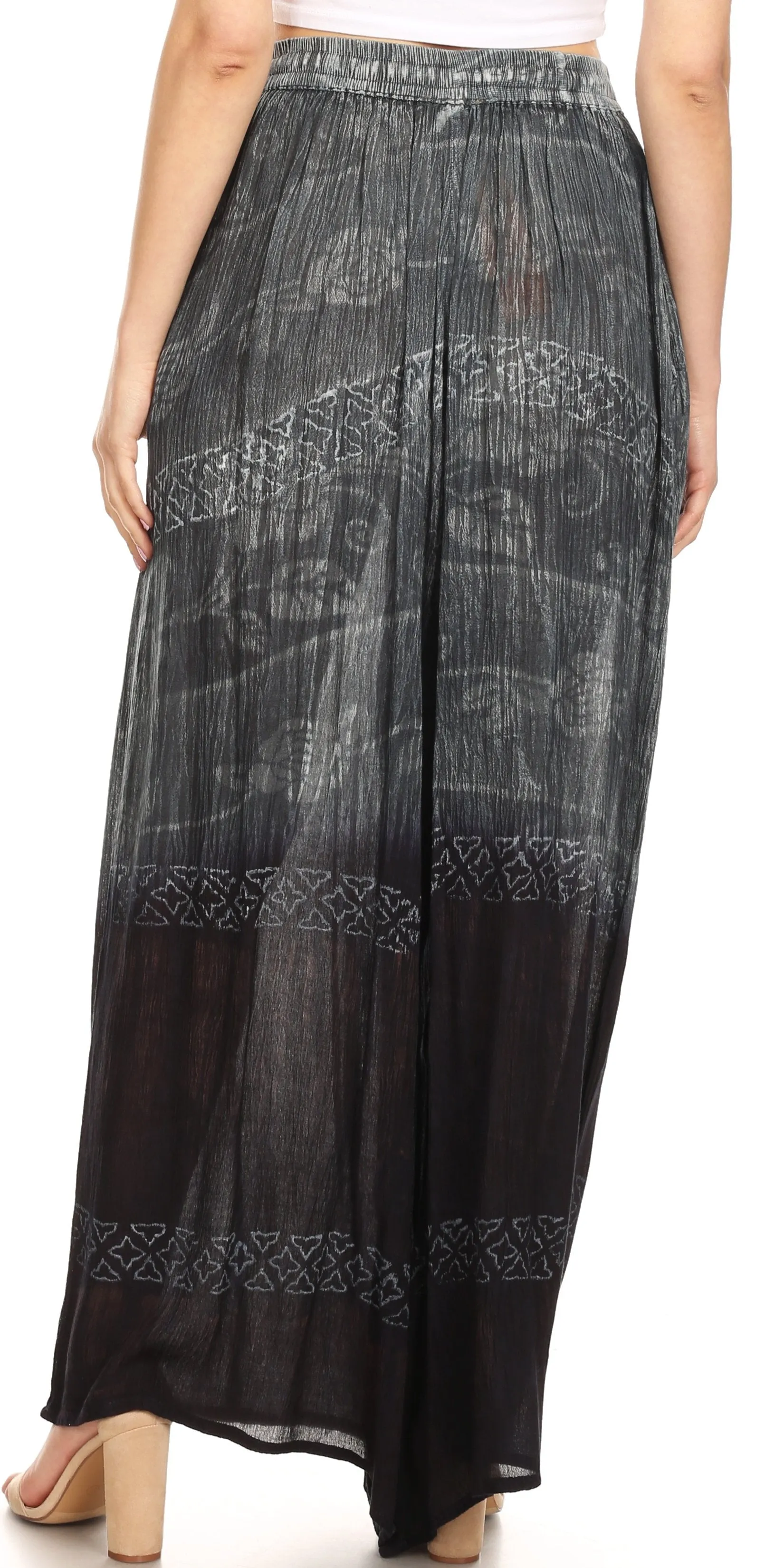 Sakkas Arin Women's Casual Maxi Palazzo Wide Leg Pants Elastic Waist & Pockets