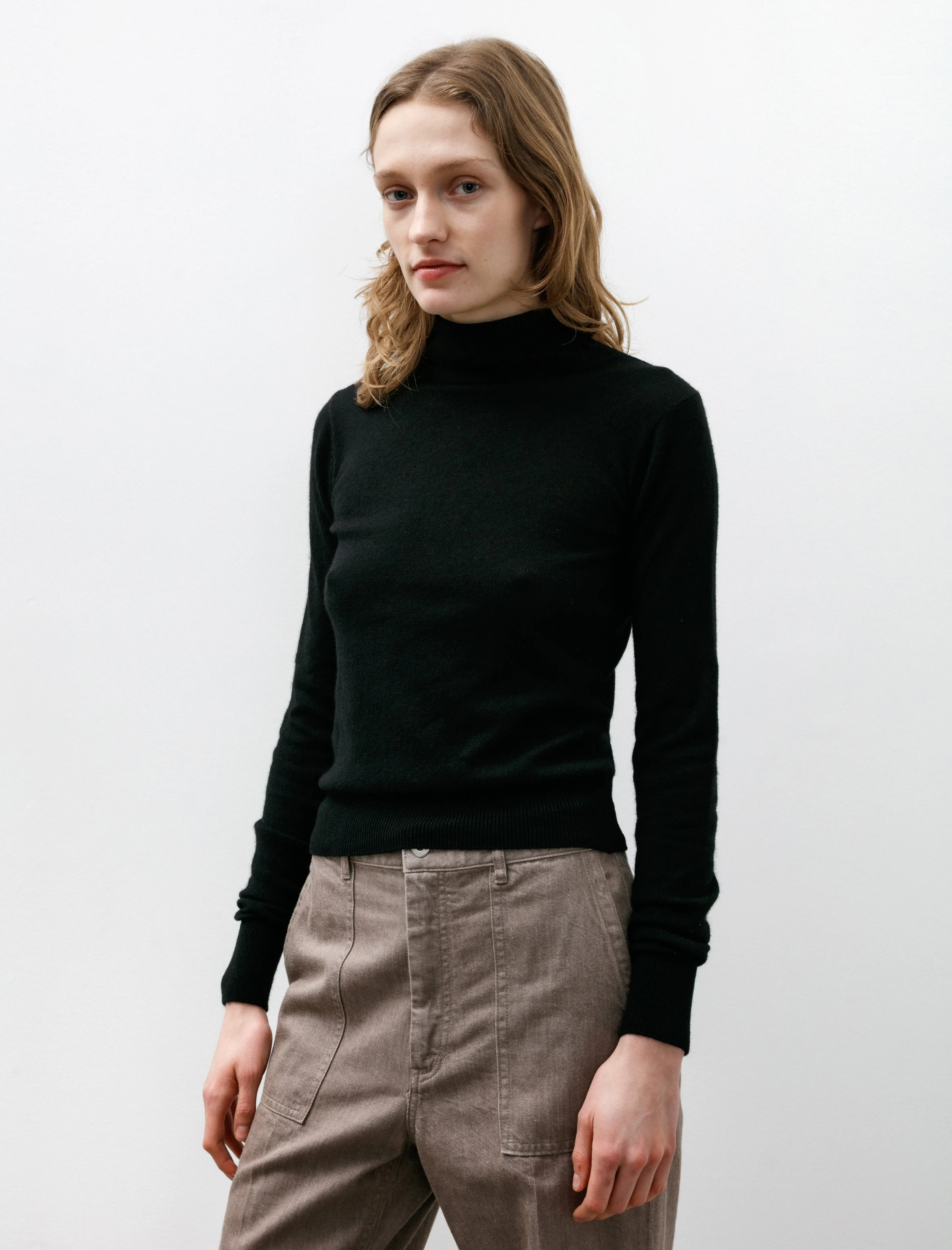 Silk Cashmere Turtleneck Black