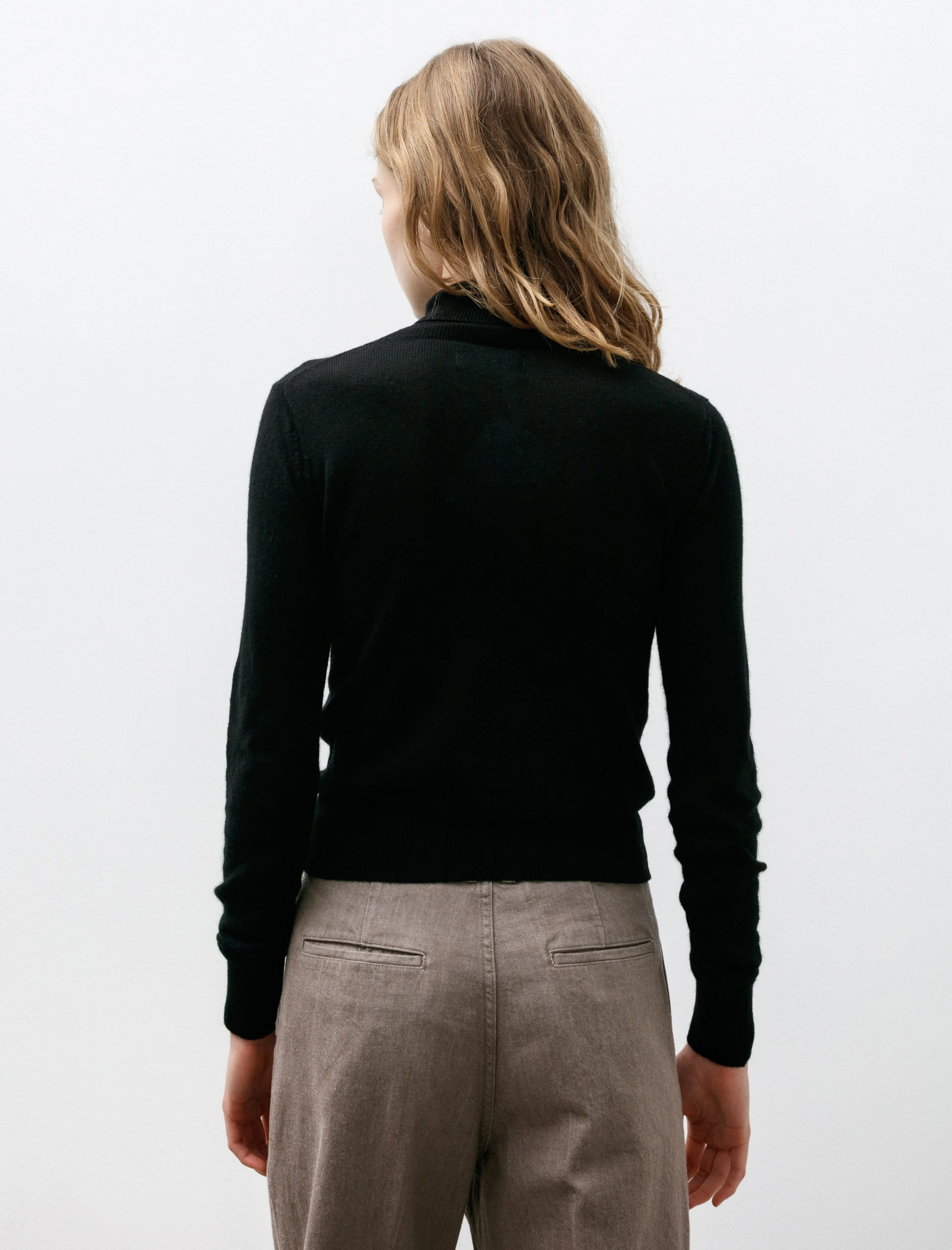 Silk Cashmere Turtleneck Black