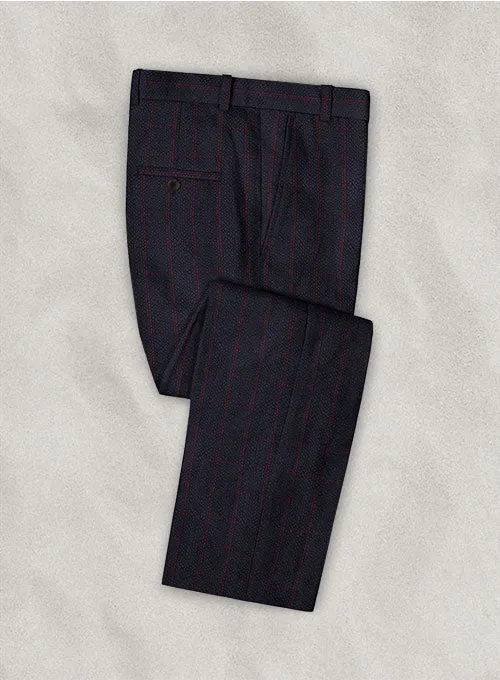 Solbiati Dark Blue Checks Seersucker Pants