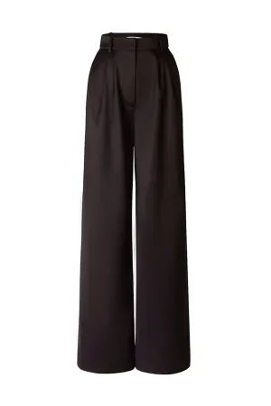 Solid color retro high waist wide leg pants