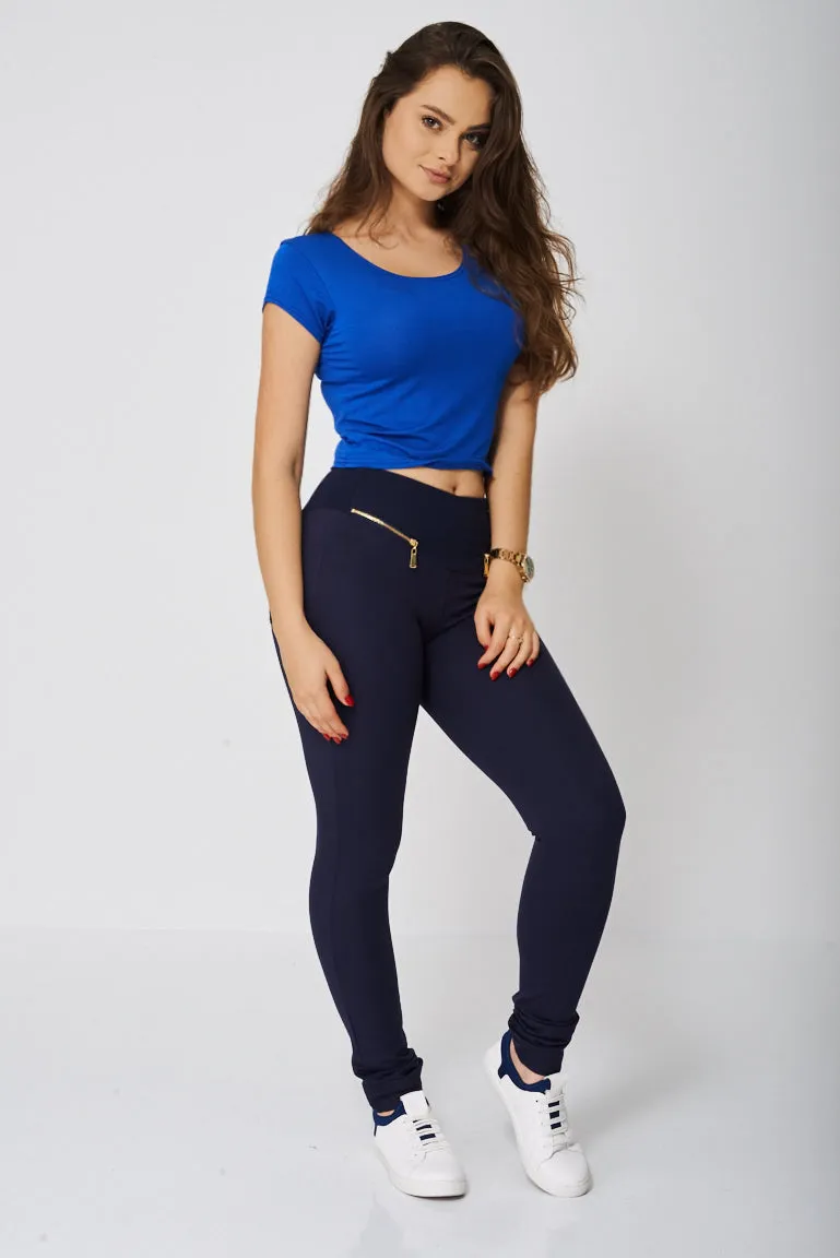 Stretchy Trousers In Navy