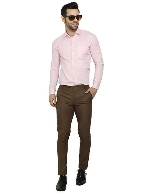 The DS Men's Slim fit Brown Trouser