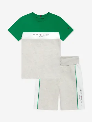 Tommy Hilfiger Boys Essential Colourblock Shorts Set in Green