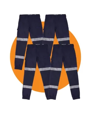 Tradies WP-4T Cuffed Taped Pants 4 Value Pack - Navy