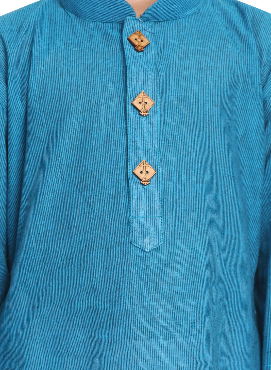 VASTRAMAY Boys Aqua Blue Handloom Pure Cotton Kurta