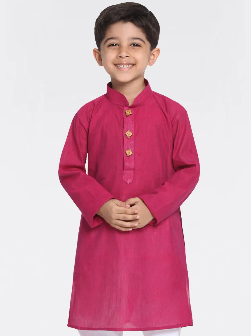 VASTRAMAY Boys' Purple Handloom Pure Cotton Kurta