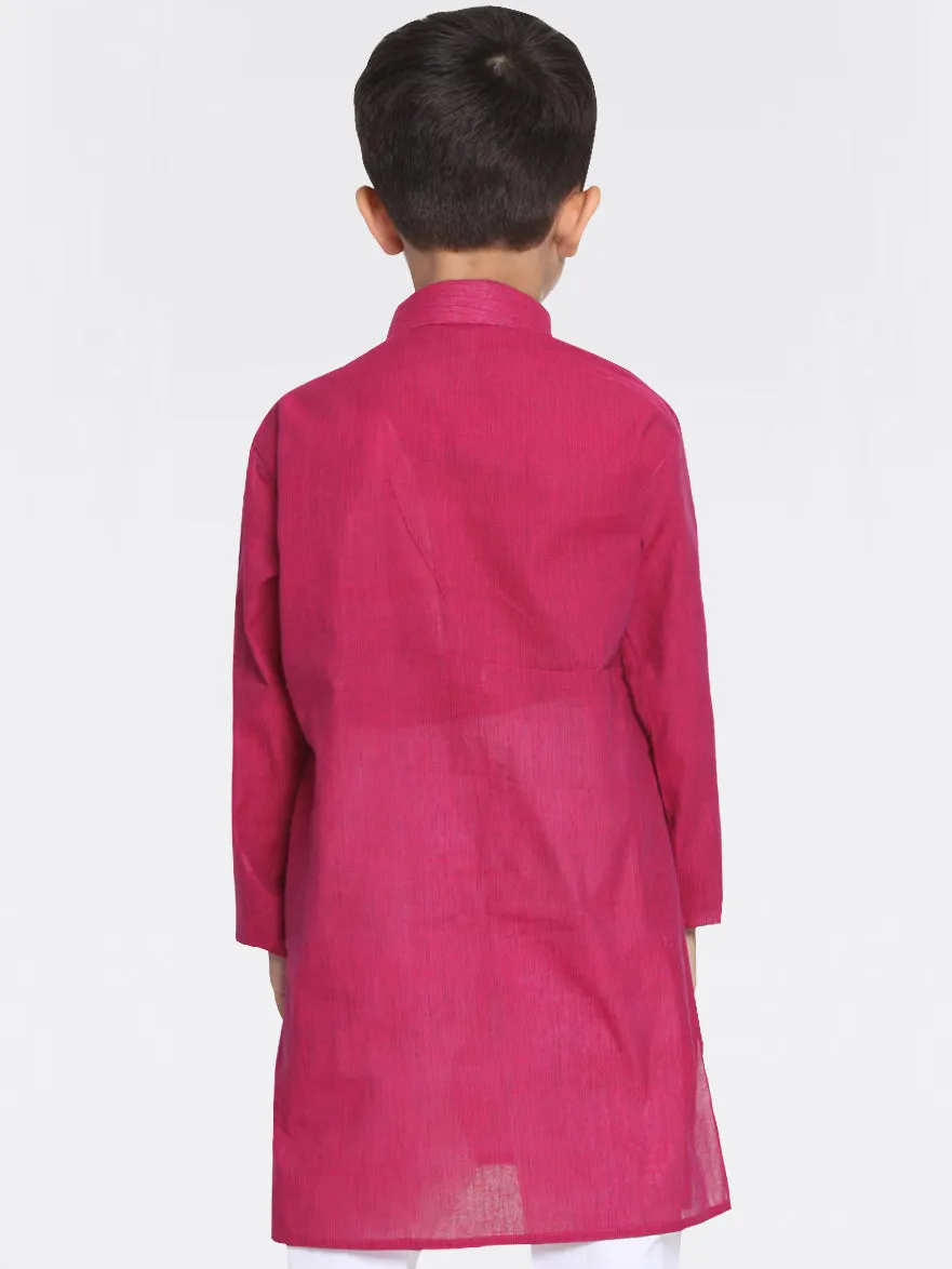 VASTRAMAY Boys' Purple Handloom Pure Cotton Kurta