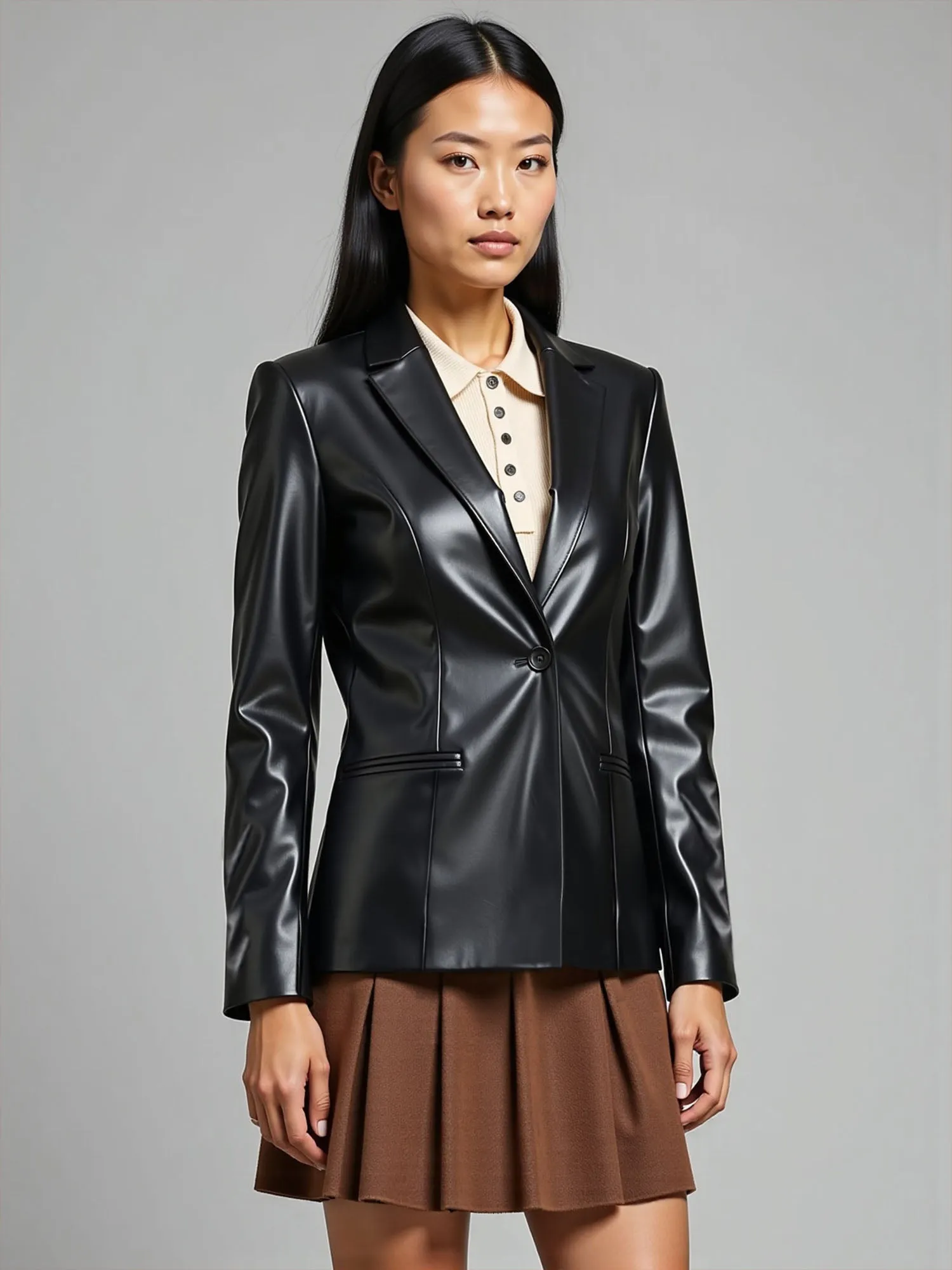 Vegan Leather Blazer