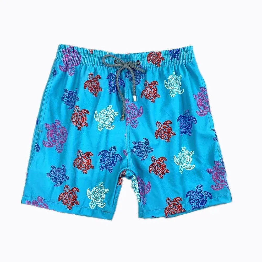 Vilebre Beach Fashion Wear Tortoise Pattern Casual Short Pants-Sky Blue