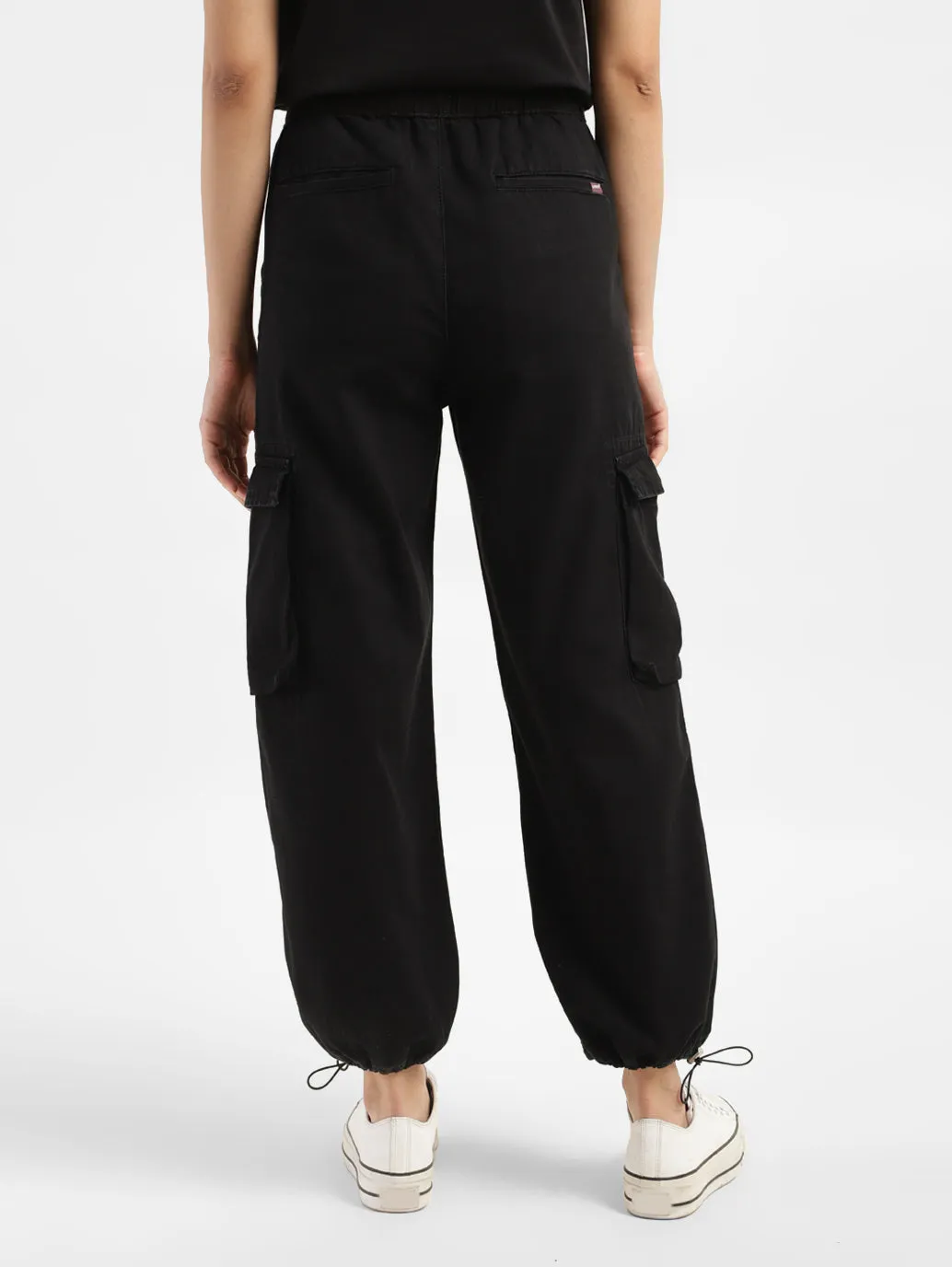 Women's High Rise Black Cargo