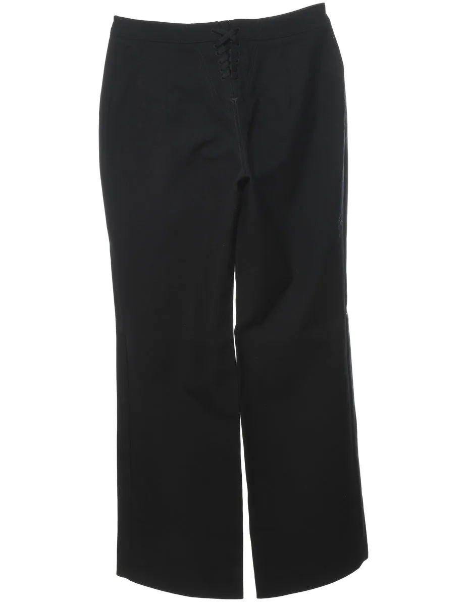 Wool High Waist Black Sailor Trousers - W30 L33